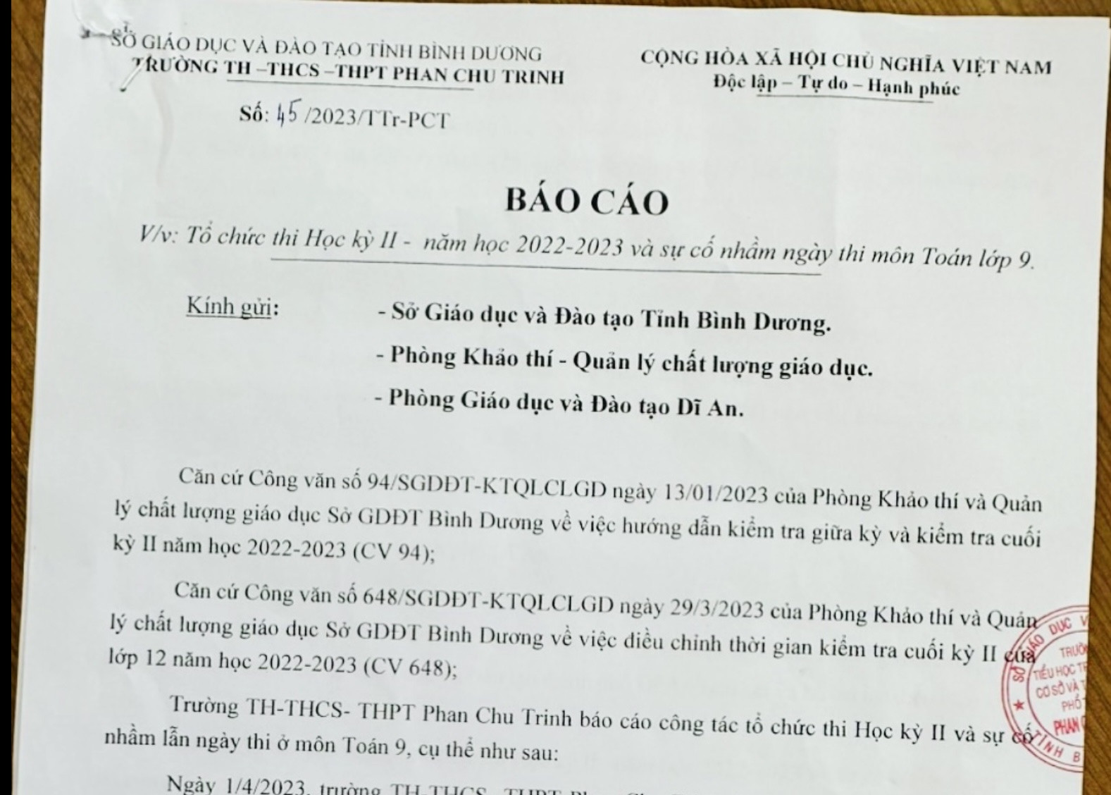 Vụ nhầm ngày, 20.000 học sinh Bình Dương phải thi lại: Kỷ luật 2 hiệu phó-1