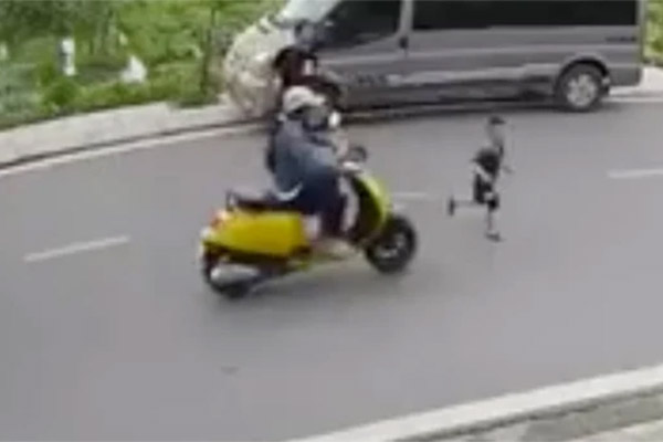 Clip: Sang đường đột ngột, bé trai gây họa cho 2 xe đi phía sau-1