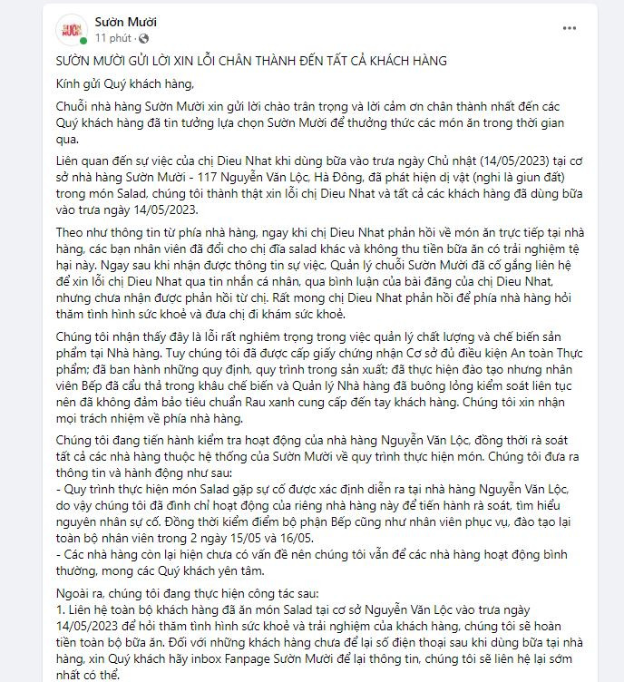 Đĩa salad có sinh vật lạ ngoe nguẩy, nhà hàng sườn nổi tiếng Hà Nội nói gì?-3