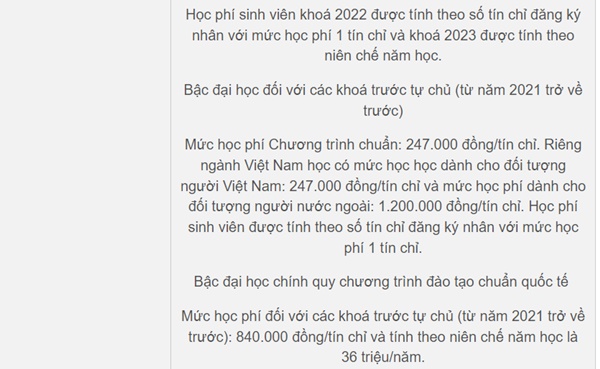 Học phí các trường thuộc ĐH Quốc gia TP.HCM, cao nhất lên tới cả trăm triệu-4