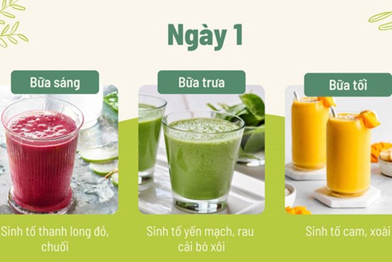 Thực đơn giảm cân cấp tốc, thanh lọc cơ thể trong 5 ngày với các loại sinh tố thanh mát