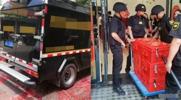 Thuê xe bọc thép chở núi tiền, vàng làm sính lễ ở Trung Quốc-1
