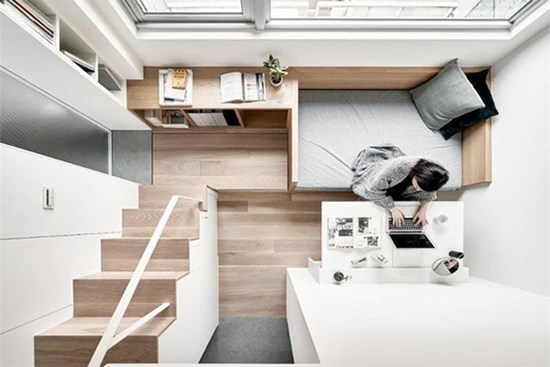 Căn hộ 17m2 thiết kế khéo léo dù lối đi chỉ đủ cho một người trưởng thành