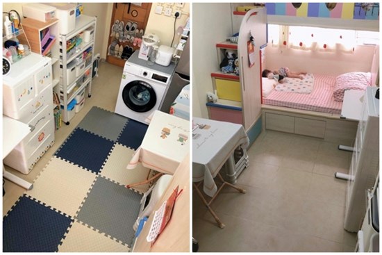 Bên trong căn phòng 15m2 của gia đình 3 người, khéo léo tiết kiệm từng chút không gian