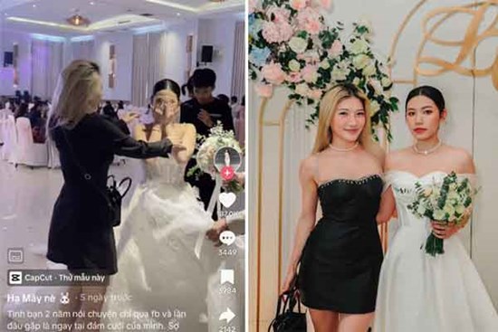 Cô dâu bật khóc khi người bạn quen 2 năm qua mạng bất ngờ xuất hiện ở đám cưới