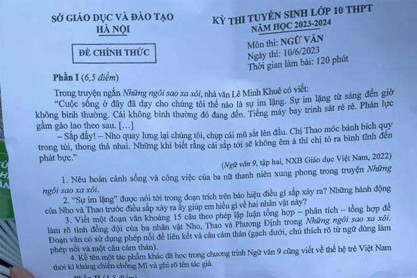 Môn Ngữ văn thi lớp 10 Hà Nội: Đề dễ, dự kiến phổ điểm sẽ cao-1