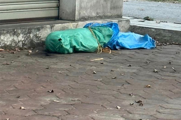 Thi thể bị trùm bao tải ở vỉa hè là nữ giới-1