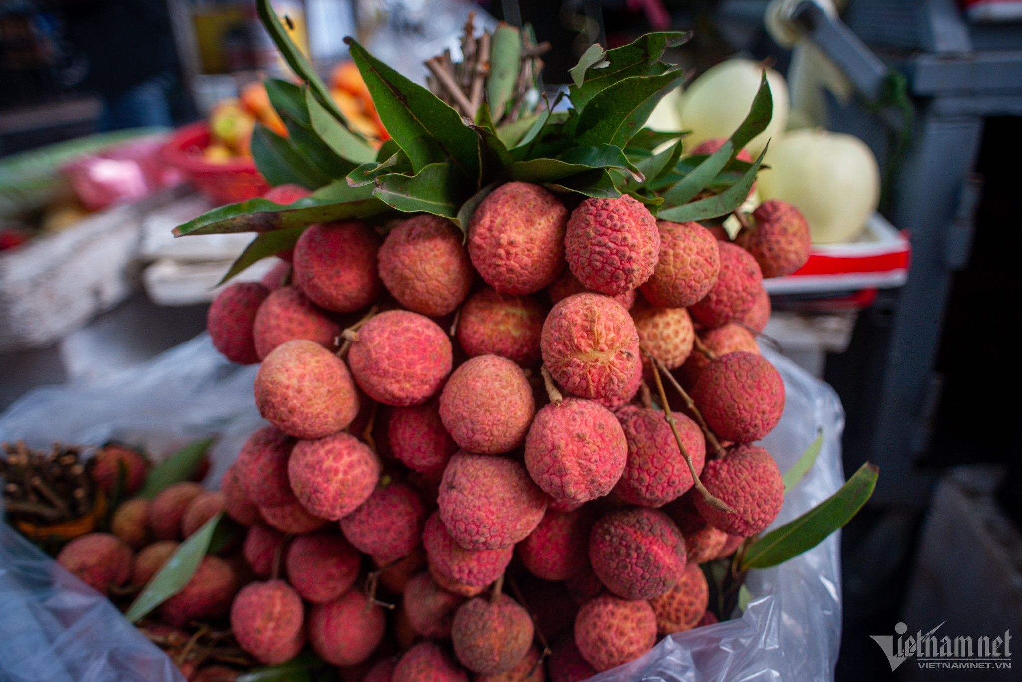 Ma trận vải thiều dọc các tuyến phố, chợ cóc ở Hà Nội-12