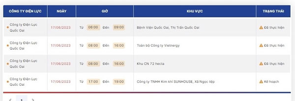 Lịch cắt điện luân phiên ở Hà Nội ngày 17/6-1