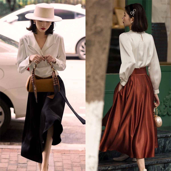 Sơ mi trắng + chân váy dài: Set đồ hack eo, thon dáng dành cho nàng công sở tuổi 30-3