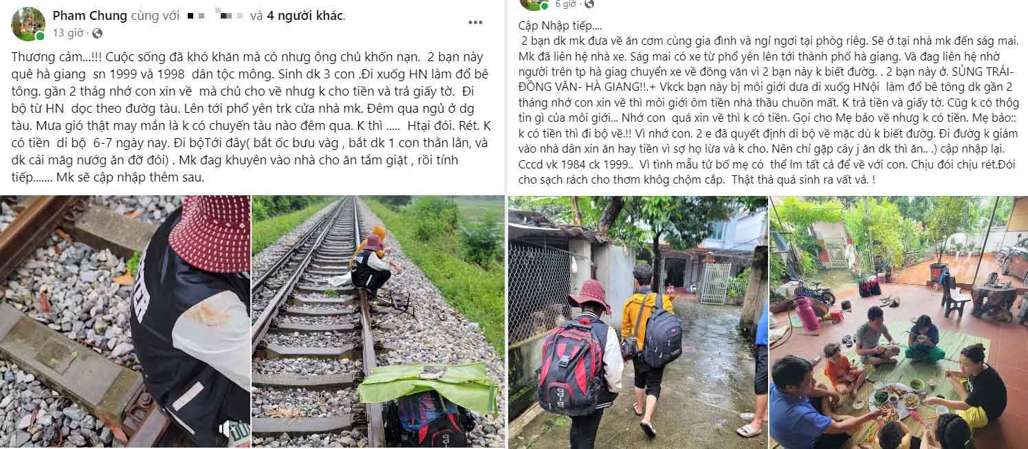 Vợ chồng người HMông bị lừa hết tiền, dầm mưa đi bộ từ Hà Nội về Hà Giang-1