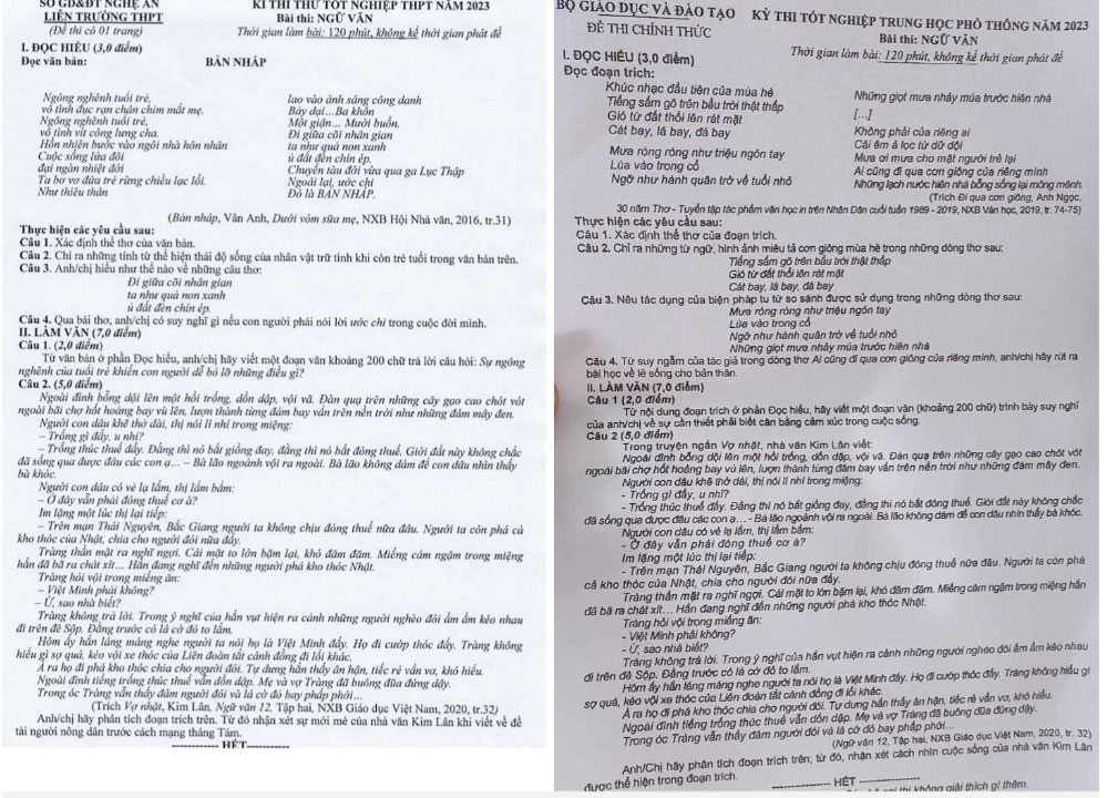 Đề Văn thi thử ở Nghệ An trùng với đề tốt nghiệp THPT 2023, Bộ GD&ĐT thông tin-1