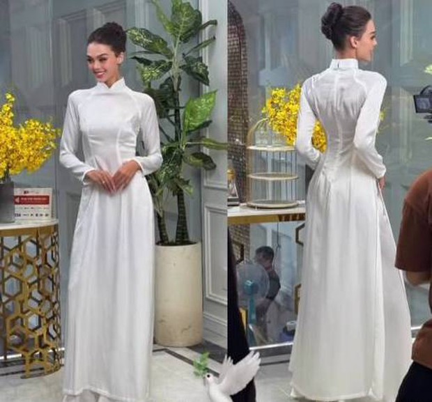 Vợ mẫu Tây của Bùi Tiến Dũng xinh đẹp cuốn hút khi diện áo dài Việt Nam, chuẩn con dâu Việt-1
