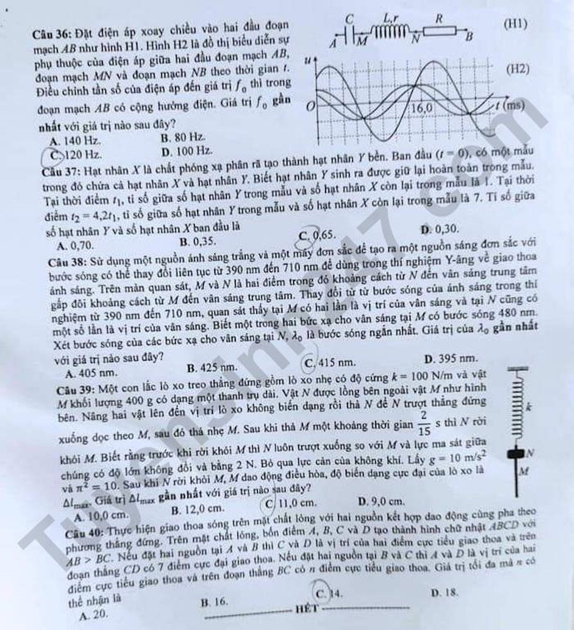 Đề thi tốt nghiệp THPT 2023 môn Vật lý-4