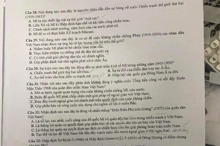 Đề thi chính thức môn Lịch sử thi tốt nghiệp THPT 2023