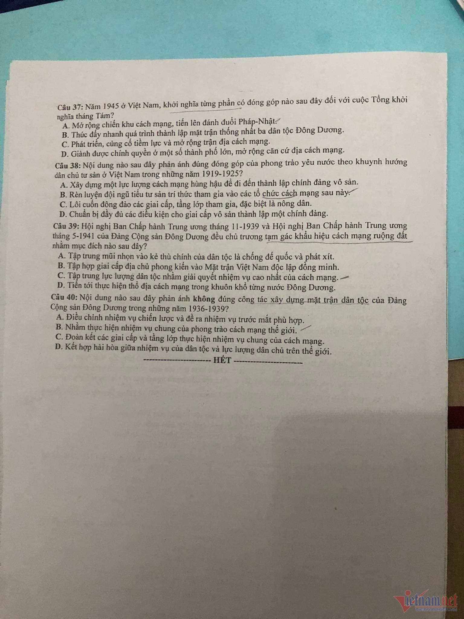 Đề thi chính thức môn Lịch sử thi tốt nghiệp THPT 2023-4