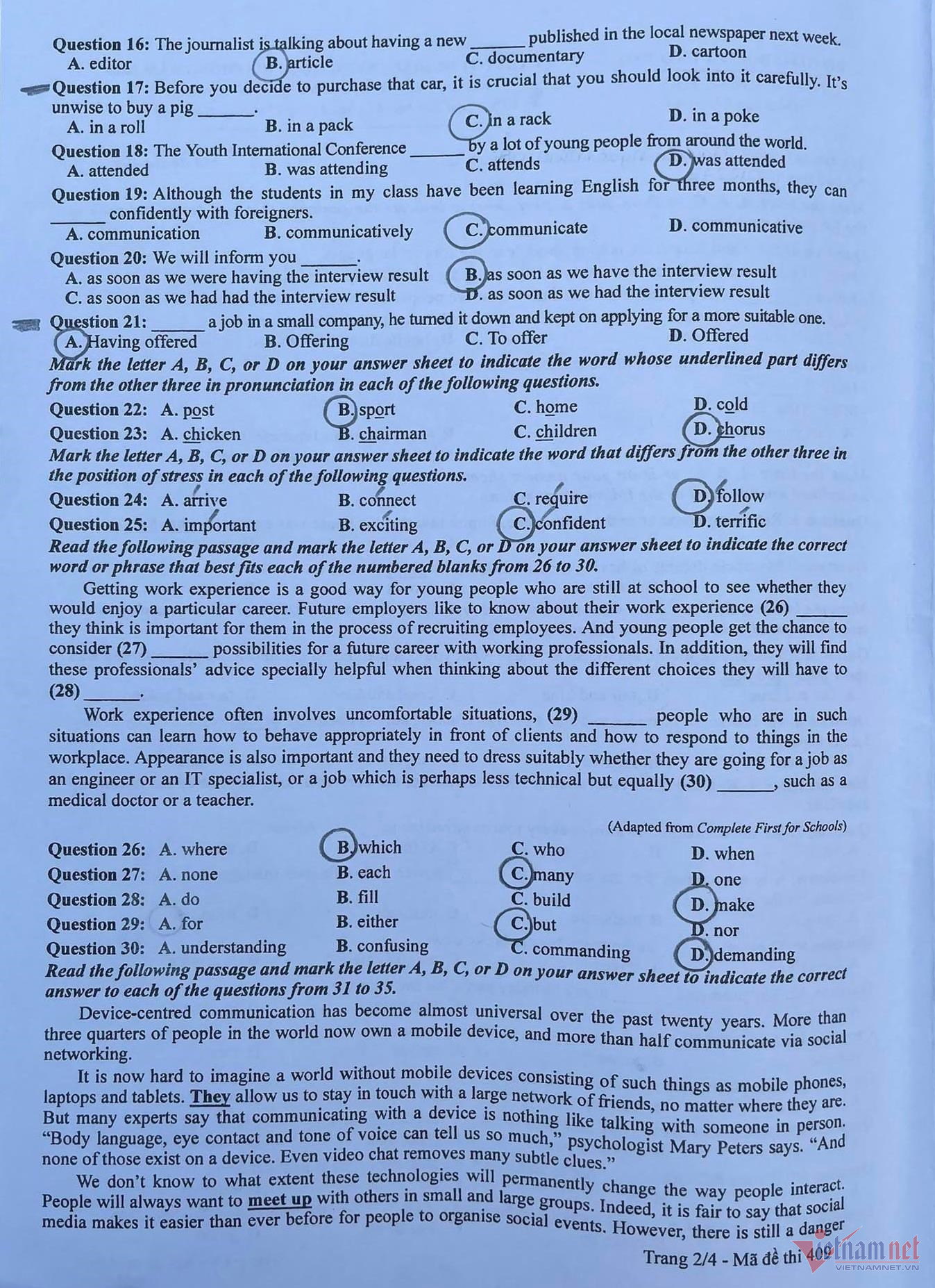 Đề thi môn Tiếng Anh thi tốt nghiệp THPT 2023 chính thức-2