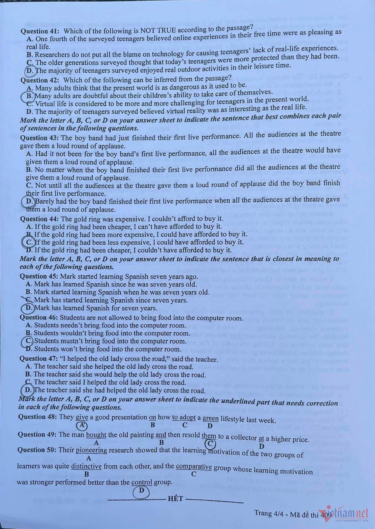 Đề thi môn Tiếng Anh thi tốt nghiệp THPT 2023 chính thức-4