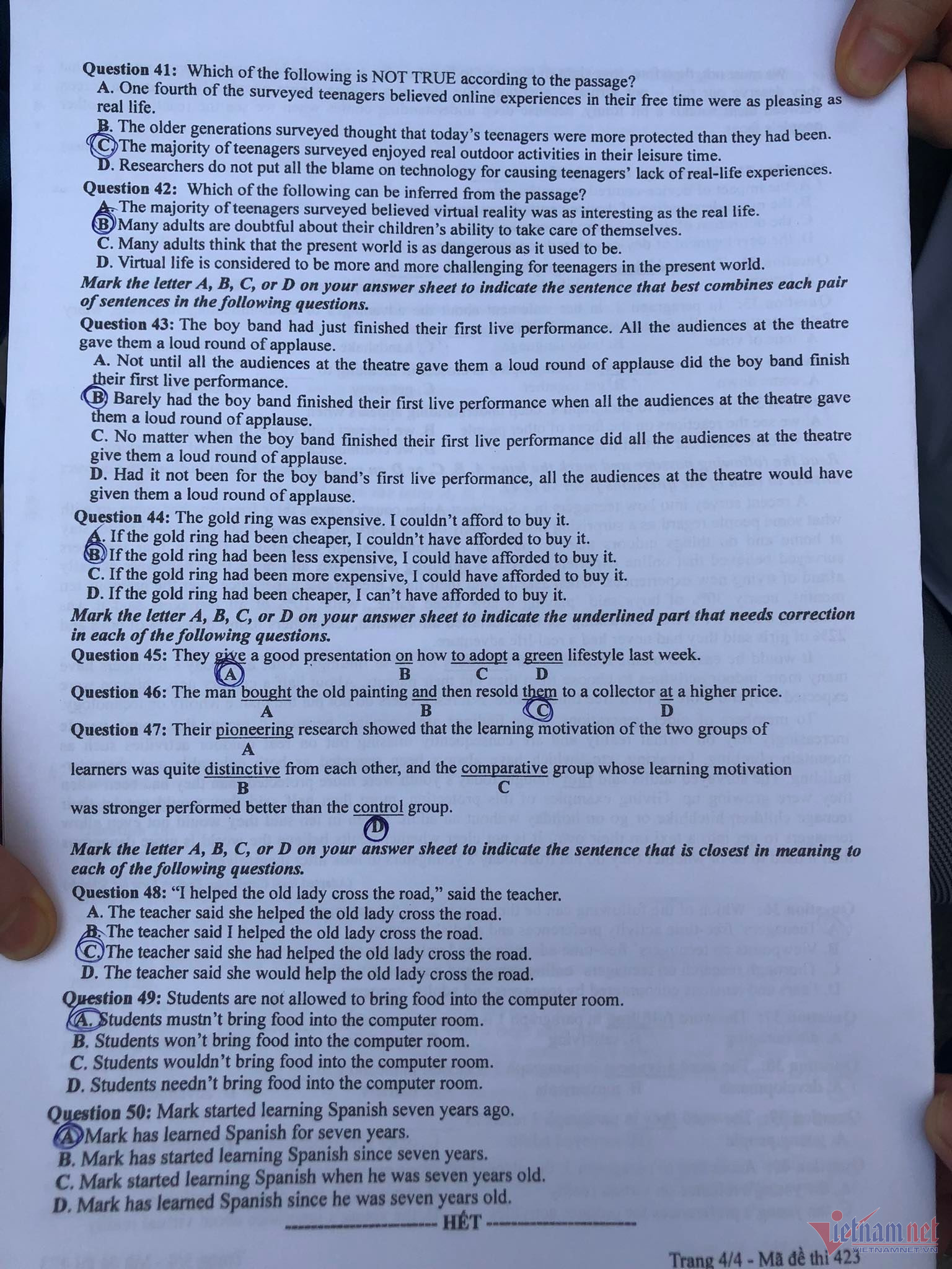 Đề thi môn Tiếng Anh thi tốt nghiệp THPT 2023 chính thức-8