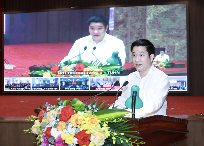 Hội nghị giao ban Thường trực Thành ủy - HĐND - UBND Thành phố với lãnh đạo các quận, huyện, thị xã, quý II/2023-4
