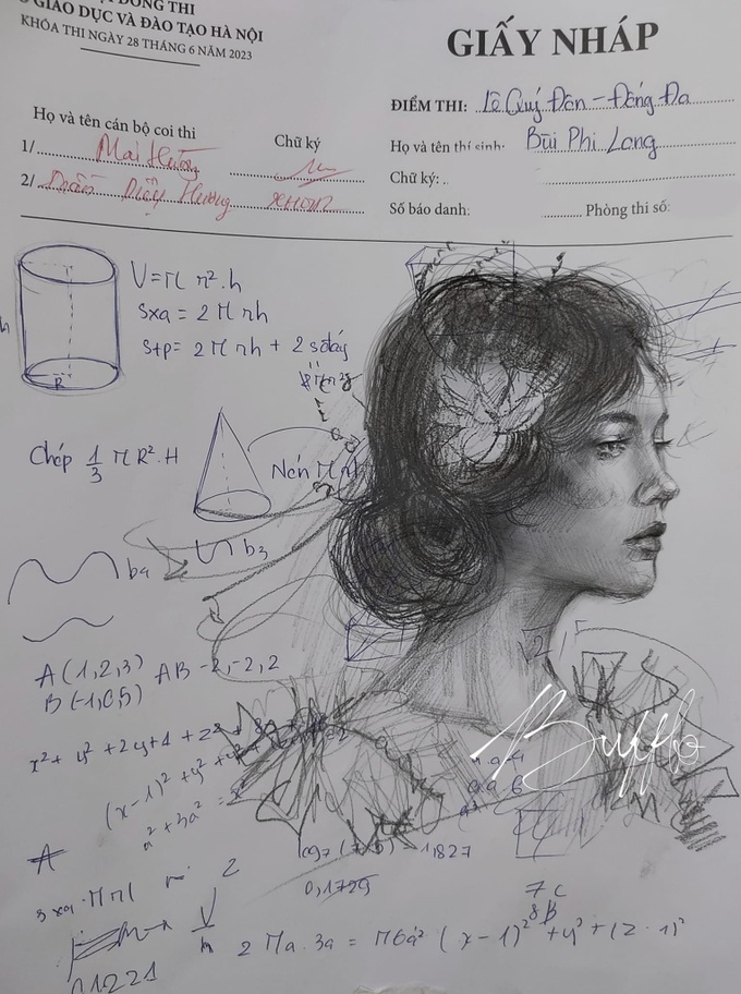 Nam sinh vẽ bức ký họa nổi tiếng trong kỳ thi tốt nghiệp THPT 2023 là ai?-1