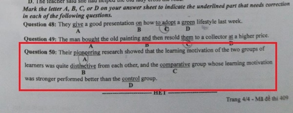 Tranh cãi câu hỏi tiếng Anh thi tốt nghiệp THPT có 2 đáp án đúng: Bộ GD&ĐT cân nhắc chuyên môn-1