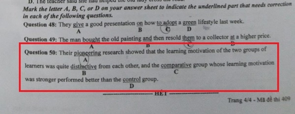 Tranh cãi câu hỏi tiếng Anh thi tốt nghiệp THPT có 2 đáp án đúng: Bộ GD&ĐT cân nhắc chuyên môn-1