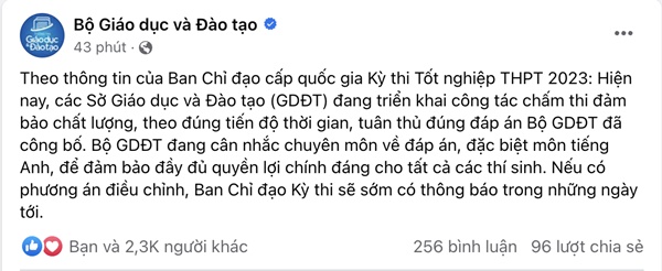 Tranh cãi câu hỏi tiếng Anh thi tốt nghiệp THPT có 2 đáp án đúng: Bộ GD&ĐT cân nhắc chuyên môn-2