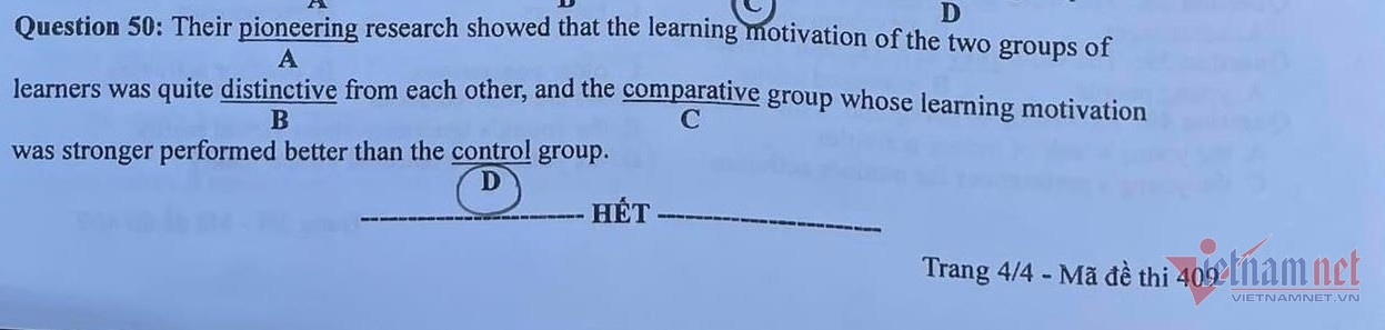 Bộ GD-ĐT công nhận cả hai đáp án đúng trong một câu tiếng Anh-1