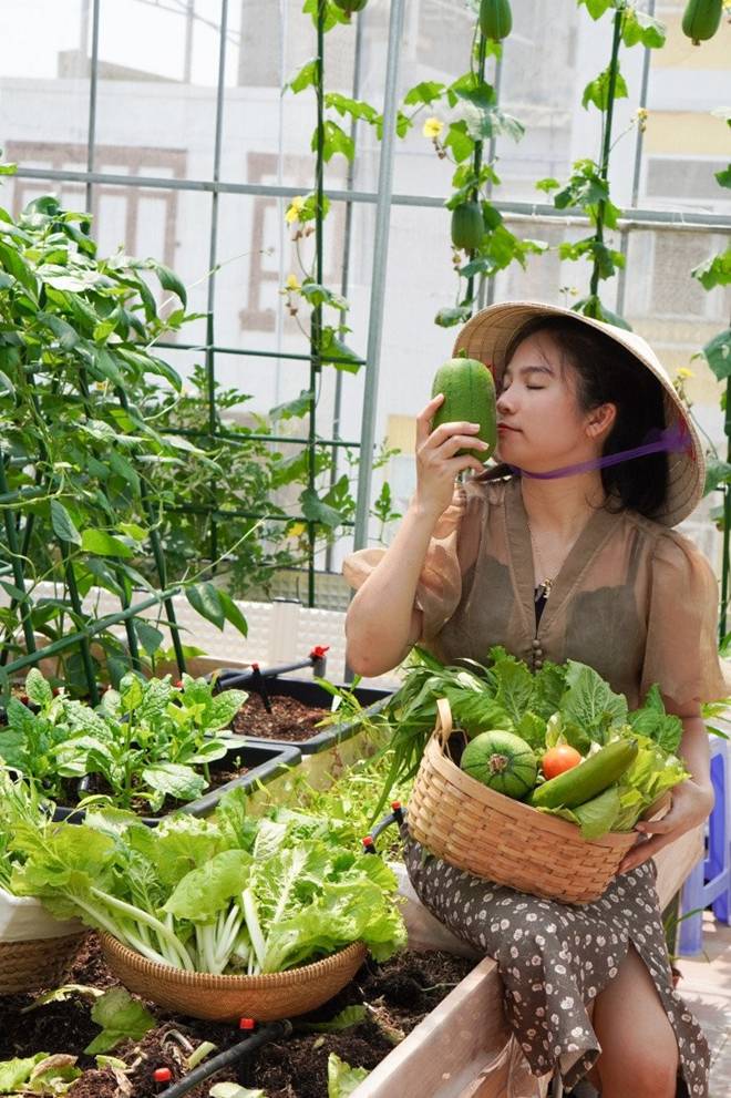 Đôi vợ chồng 8X dỡ mái nhà, chi 80 triệu trồng rau trên nóc cho thỏa đam mê, rau nào cũng xanh mướt mắt-3