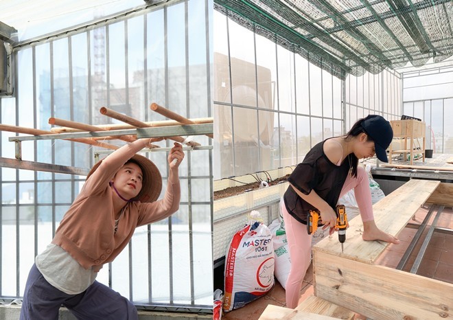 Đôi vợ chồng 8X dỡ mái nhà, chi 80 triệu trồng rau trên nóc cho thỏa đam mê, rau nào cũng xanh mướt mắt-4