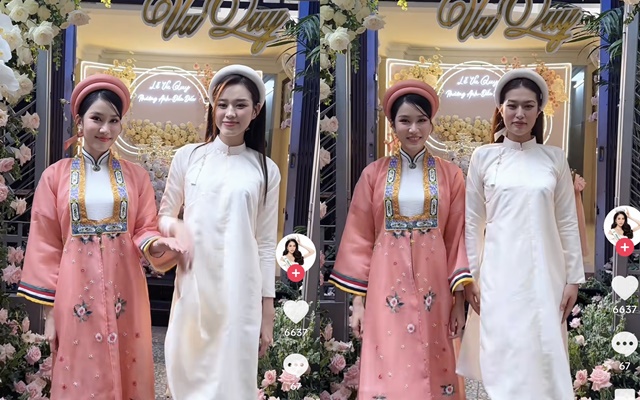 Lễ ăn hỏi Á hậu Phương Anh: Dàn bê tráp toàn mỹ nhân nổi tiếng, diện mạo của cô dâu gây chú ý-2