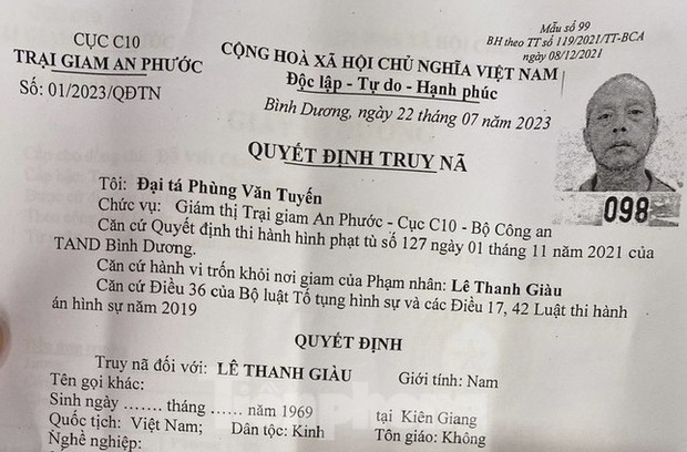 Đã bắt được phạm nhân trốn trại giam của Bộ Công an ở Bình Dương-1