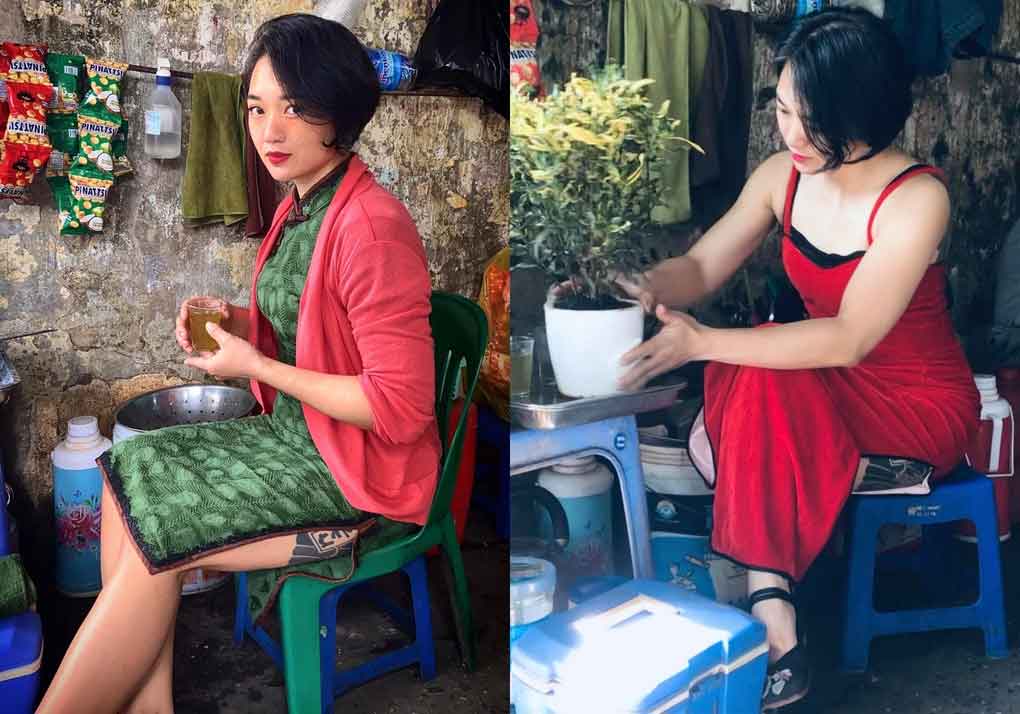 Cô chủ quán trà đá ở Hà Nội mỗi ngày mặc một bộ váy cá tính gây sốt mạng-1