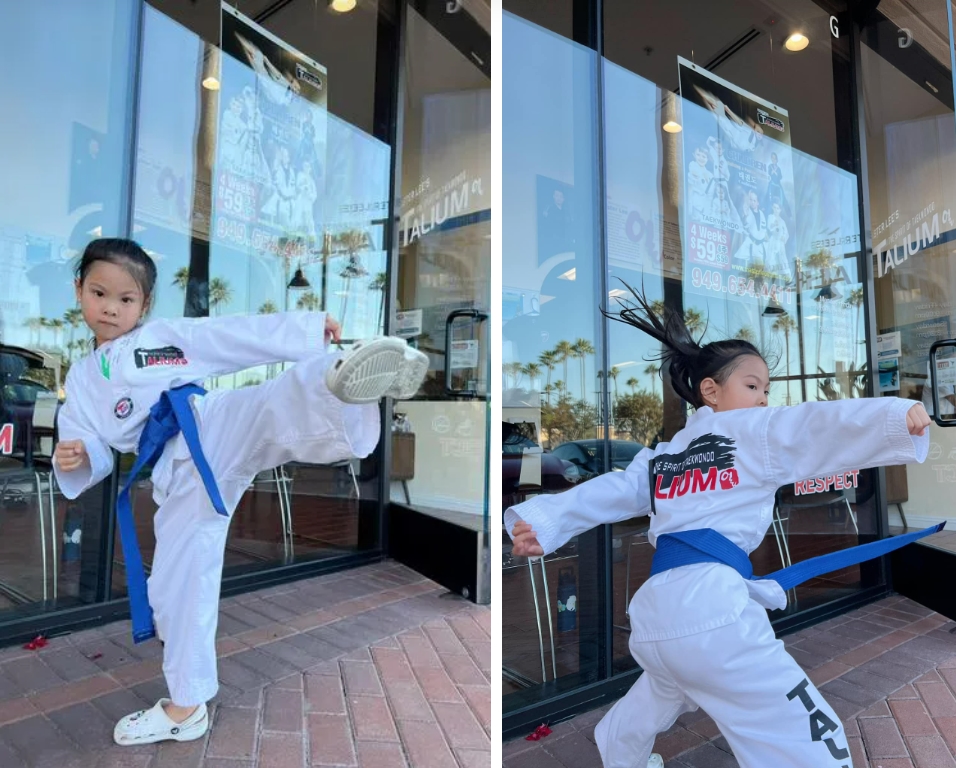 Ca sĩ Thanh Thảo khoe con gái lên đai xanh dương của môn võ Takewondo-1