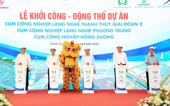 Bí thư Thành ủy Đinh Tiến Dũng dự lễ khởi công 3 cụm công nghiệp tại Thanh Oai-1