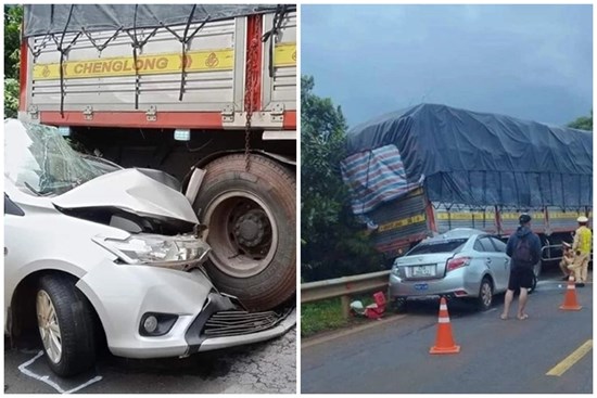 Kinh hãi cảnh xe tải mất phanh đè xe tập lái bẹp đầu