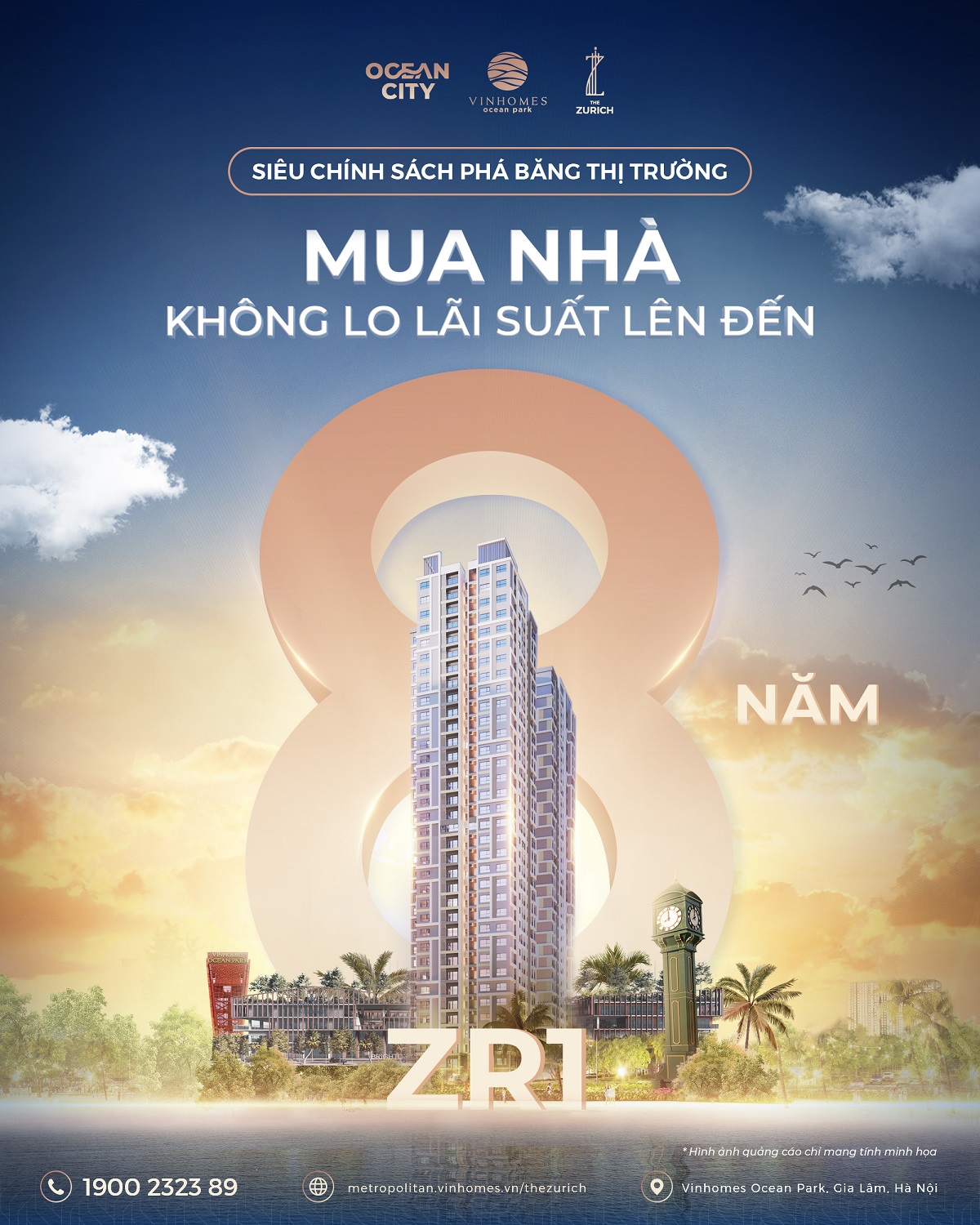 Miễn lãi 8 năm vay mua nhà The Zurich - Vinhomes Ocean Park 1-1