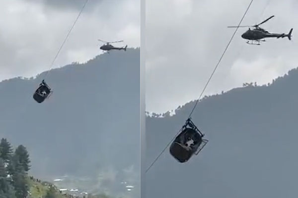 Cáp treo đứt dây giữa chừng khiến 8 người treo lơ lửng ở độ cao 274 mét, phải điều cả trực thăng đến cứu nạn-1