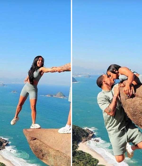 Cặp đôi liều lĩnh thưởng thức bữa ăn chóng mặt trên không, vừa ăn vừa ngắm thác nước đổ ầm ầm không chút run sợ-4