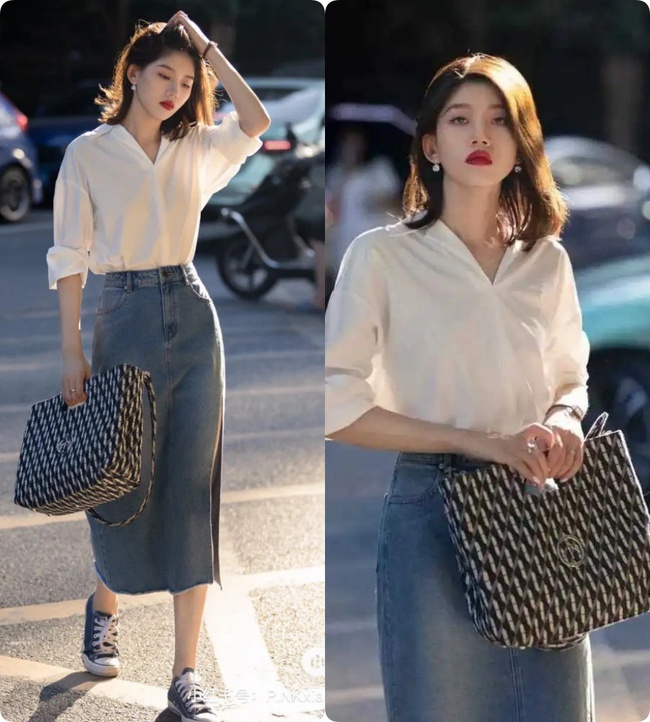 Chân váy denim + sơ mi: Cặp đôi hack tuổi vi diệu cho nàng công sở tuổi 30-9