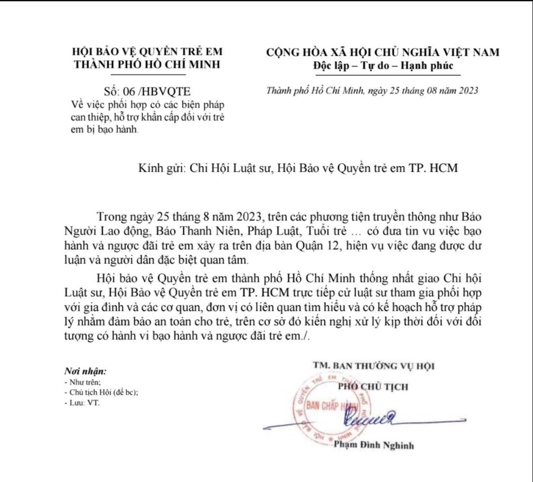 Vụ bé trai bị trói cột điện, bạo hành: Hội Bảo vệ Quyền trẻ em TP HCM vào cuộc-1