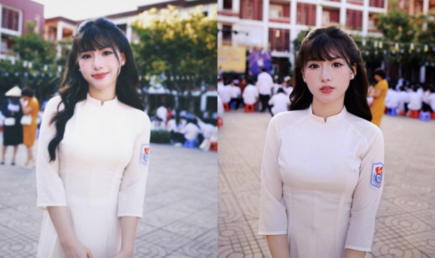 Nữ sinh diện áo dài được truy lùng nhiều nhất ngày khai giảng: Học trường top đầu miền Trung, profile gây bất ngờ-2