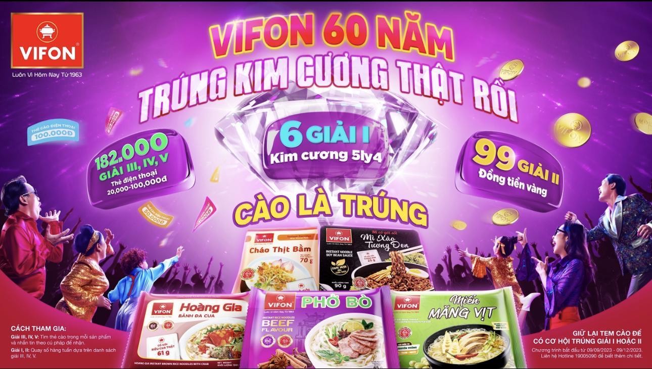 Khuyến mại hấp dẫn ‘VIFON 60 năm trúng kim cương thật rồi’-1