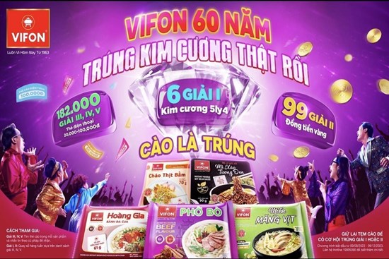Khuyến mại hấp dẫn ‘VIFON 60 năm trúng kim cương thật rồi’