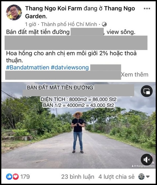 Giữa tin đồn bị Hà Thanh Xuân chia tay vì khó khăn, vua cá Koi” Thắng Ngô bất ngờ rao bán đất-2