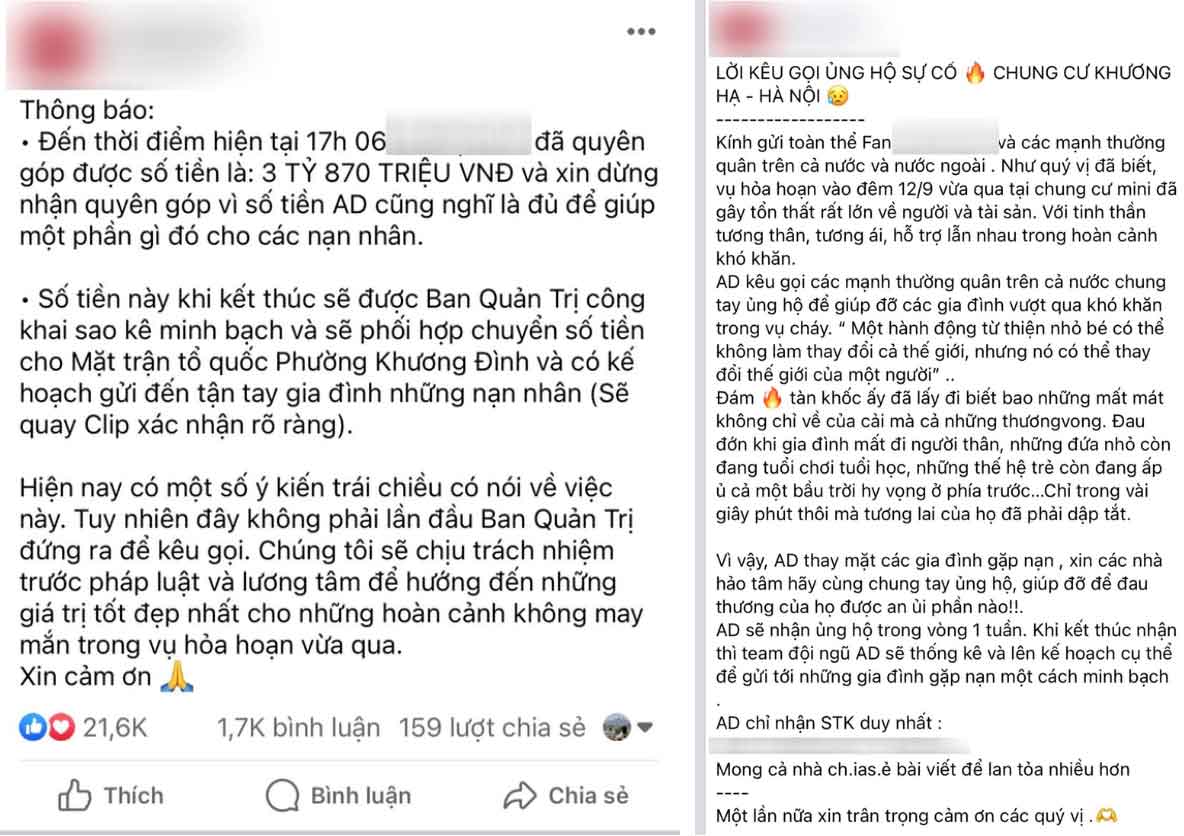 Quyên góp cho các nạn nhân vụ cháy chung cư mini ở Hà Nội: Cần tỉnh táo, không chuyển tiền vào các số tài khoản chưa xác minh-4