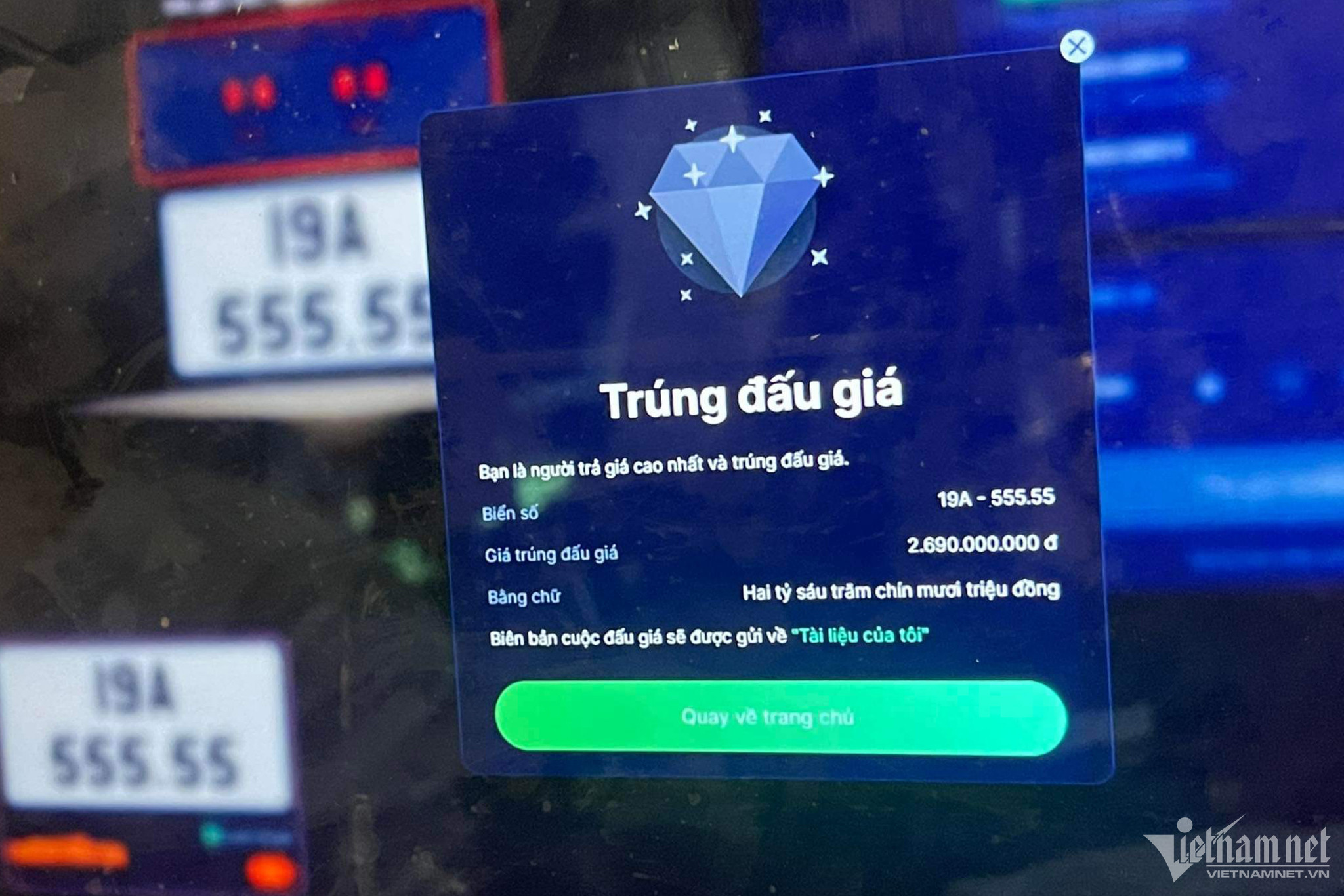 Biển ô tô 19A-555.55 đấu giá thành công ở mức 2,69 tỷ đồng-2