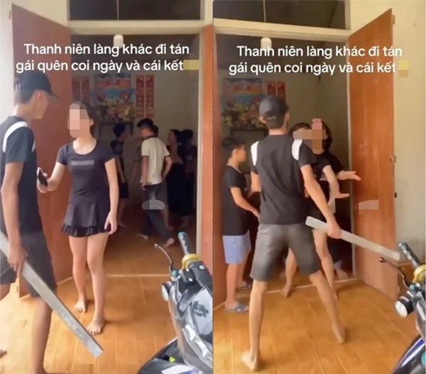 Xôn xao clip thanh niên đến nhà bạn gái chơi bị trai làng vây đánh-1