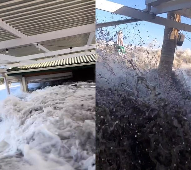 Khoảnh khắc sóng thần ập vào quán ăn ven biển cuốn phăng thực khách ra biển, diễn biến sau đó khiến mọi người nín thở-3